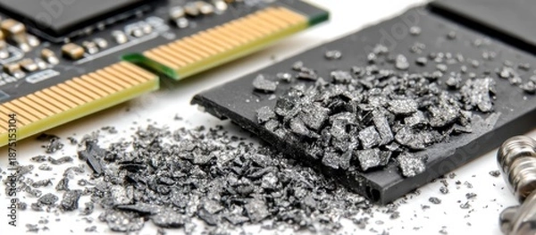 Obraz Graphite Powder and Electronic Components.