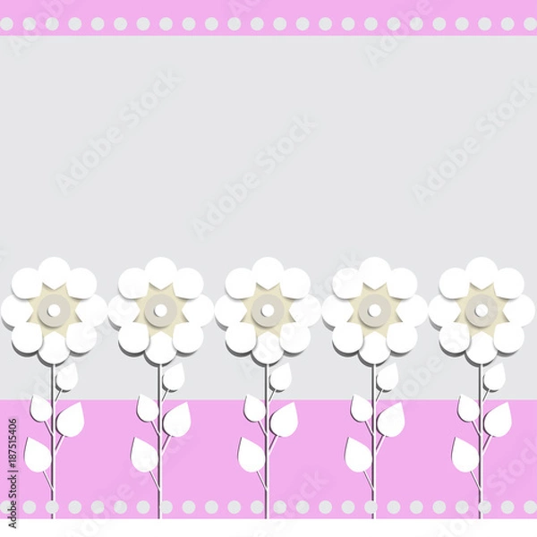Fototapeta illustration of paper flowers celebratory background for text placement