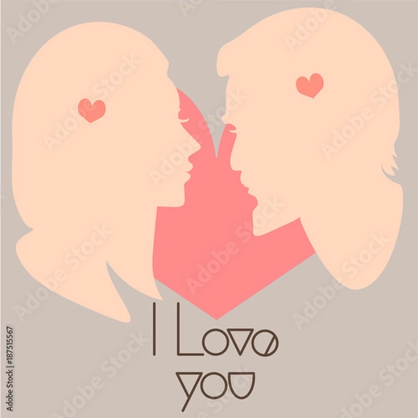 Fototapeta vector silhouette illustration of two loving people for Valentine's day