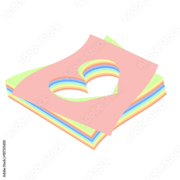 Fototapeta vector illustration of heart made of paper on white background