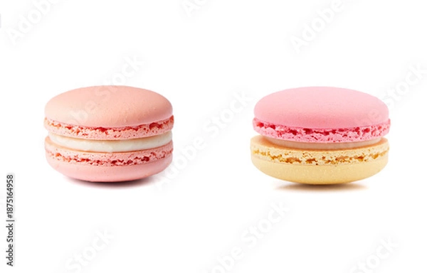 Obraz Macaron cookies isolated on white background.