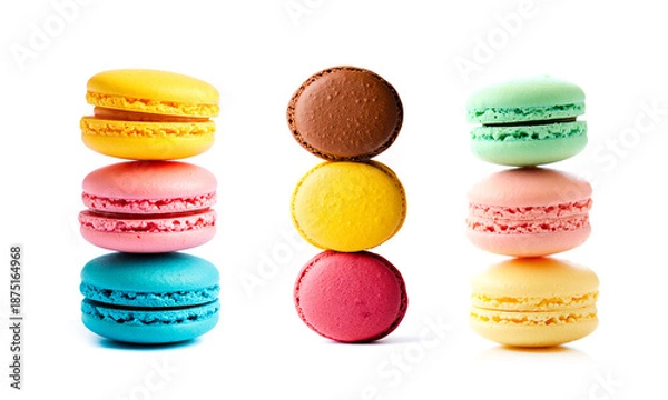 Obraz Macaron cookies isolated on white background.
