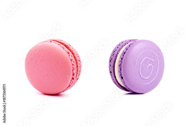 Obraz Macaron cookies isolated on white background.