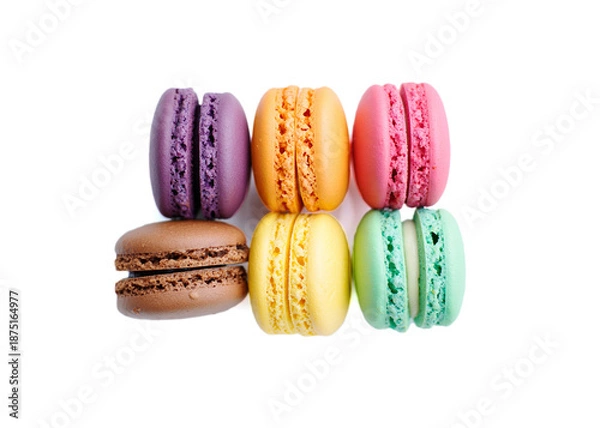 Obraz Macaron cookies isolated on white background.