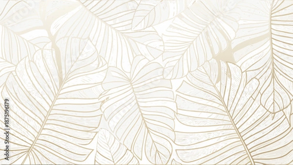 Obraz Gold Foil Palm Leaf Pattern Background