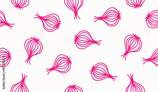 Fototapeta Cute red onion pattern background vector design