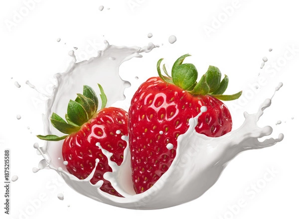 Obraz milk splash with strawberries