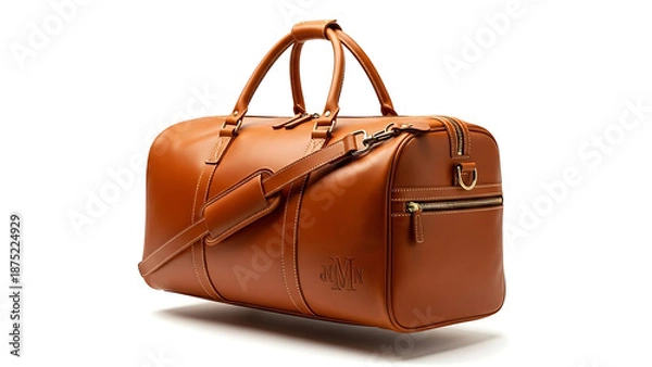 Obraz Personalized Initial Monogram Leather Duffle Bag Mockup Custom Gift
