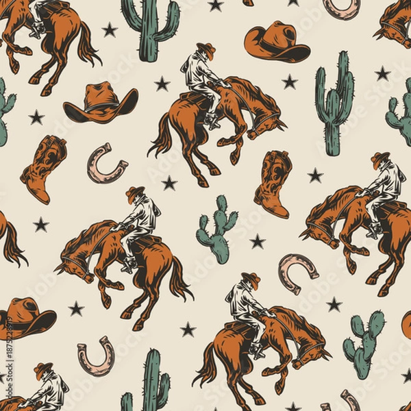 Obraz Rodeo cowboy pattern design