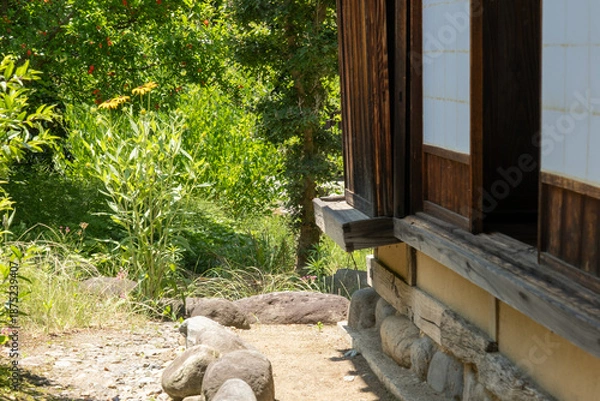 Obraz 紫陽花と日本家屋