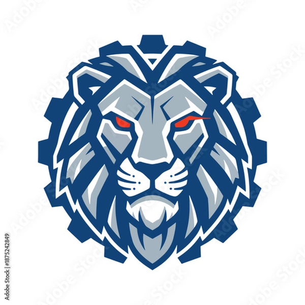 Obraz Mechanical robotic lion head logo emblem