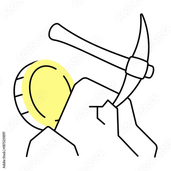 Obraz A doodle style illustration showing crypto mining