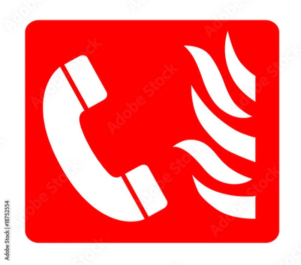 Obraz red fire emergency telephone sign