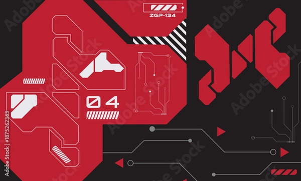 Fototapeta Futuristic interface elements, scifi display interface. Abstract technology background with HUD interface innovation concept