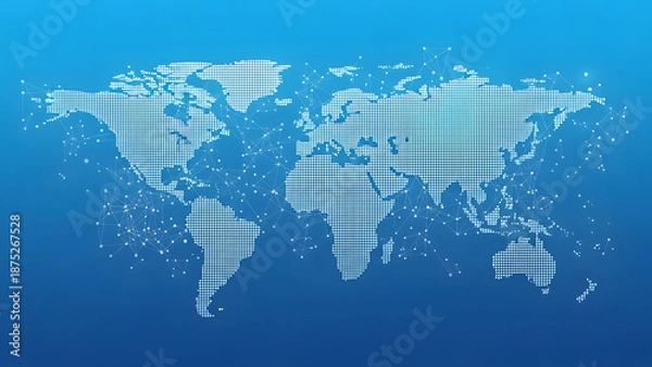 Obraz Global Technology Network Map, Connectivity Map, Network Connections.