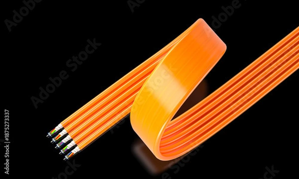 Obraz Orange fiber optic cable 3d