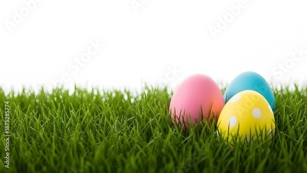 Obraz Easter eggs in grass colorful easter eggs on lawn spring holiday