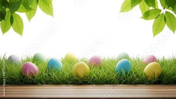 Obraz Easter eggs in grass symbolizing springtime and holiday cheer