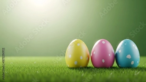 Obraz Easter eggs in grass symbolizing springtime and holiday cheer