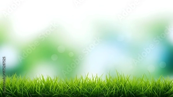 Obraz Easter springtime green grass background with blurred trees