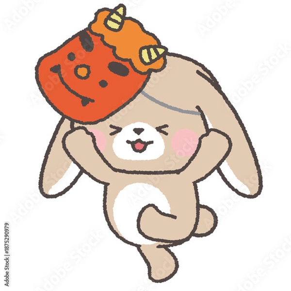 Obraz 鬼の面をつけて逃げるたれみみうさぎ