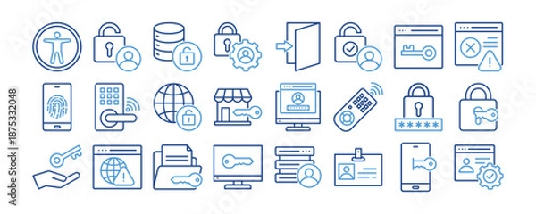 Obraz Accessibility icon collection set. Containing design Accessibility , Access Control, Data Access, Access Control, Log In
