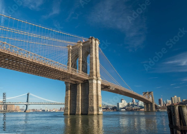 Fototapeta View of the Brooklyn Bridge from the Manhattan Side, New York City