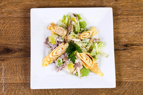 Fototapeta Pancake with beef