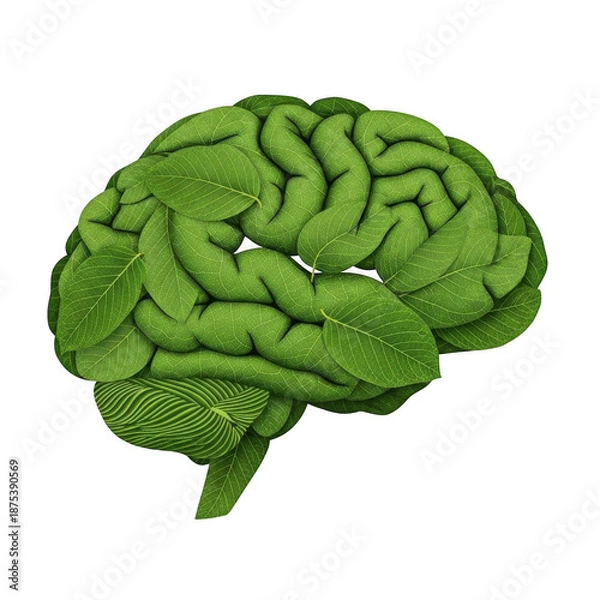 Obraz Green leaf brain isolated on transparent background