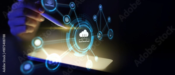 Obraz Cloud Infrastructure and Data Network Integration for Smart Connectivity.