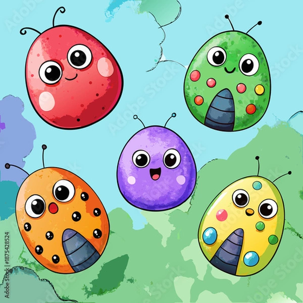 Fototapeta seamless pattern with ladybirds