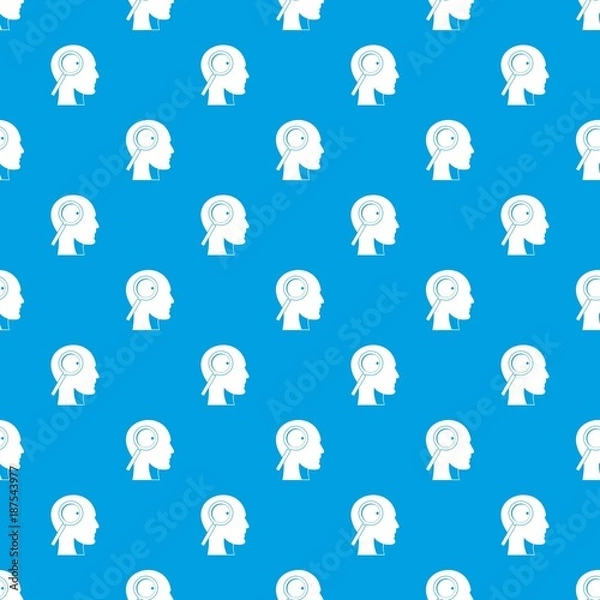 Obraz Magnifying glass in head pattern seamless blue