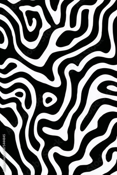 Obraz Abstract Black and White Organic Pattern Background with Flowing Lines