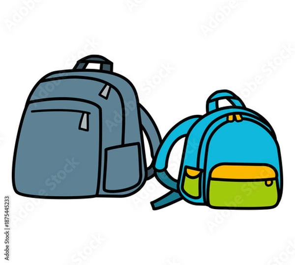 Fototapeta 大人用と子供用のリュックのイラスト