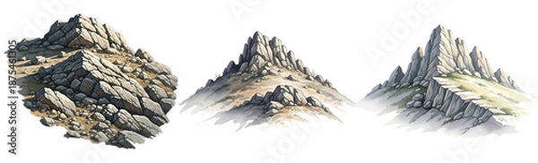 Obraz Three mountain peaks on transparent background