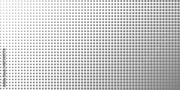Obraz Abstract Grey Halftone Square Pattern Background with Gradient Transition on White Surface