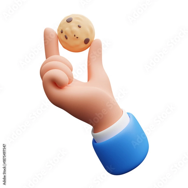Obraz Hand holding a cookie 3d illustration