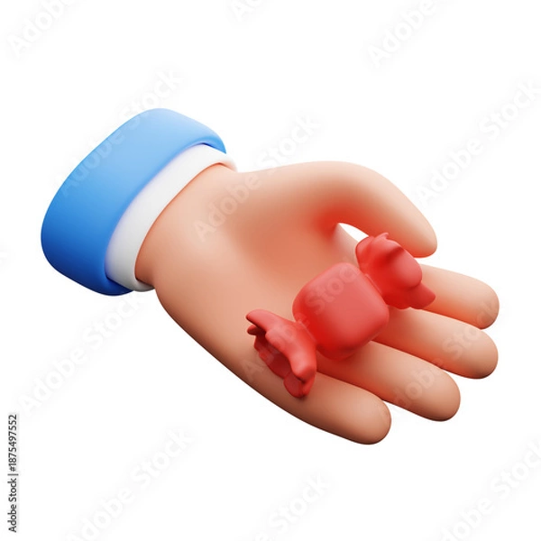 Obraz Hand wrapped candy 3d illustration