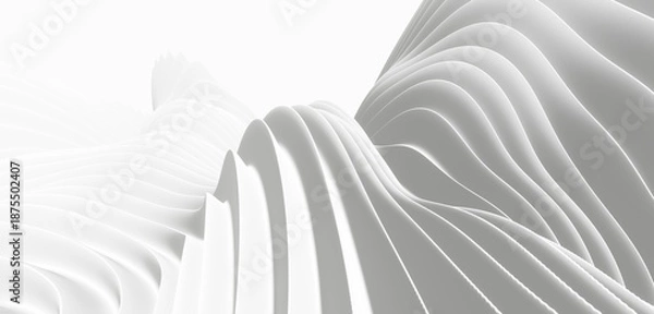 Obraz Abstract white background curved pattern in design 3d render