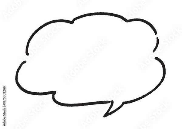 Obraz 手書き風のもこもこした雲形吹き出し素材｜雑誌風, 装飾フレーム, コメント, ポップ, 広告