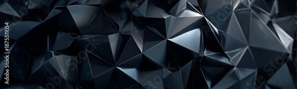 Obraz Dark metallic low poly abstract geometric background with sharp facets and reflections image