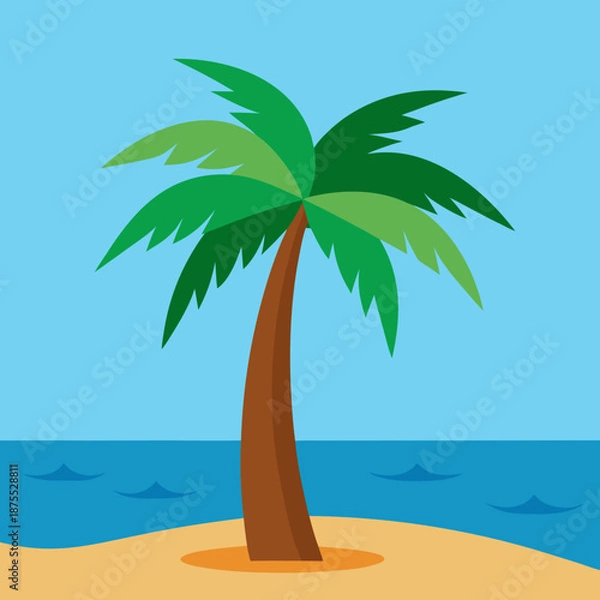 Obraz Tropical Palm Tree Summer Beach Vector Illustration