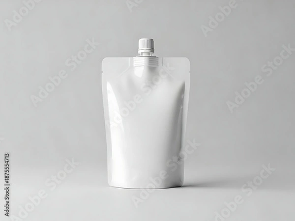 Obraz White pouch packaging with spout on gray background