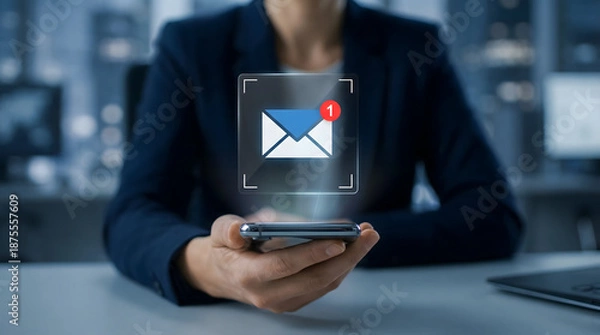 Obraz New Email Message Notification on Smartphone Screen