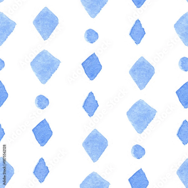 Obraz Soft Blue Watercolor Hand Painted Seamless Pattern