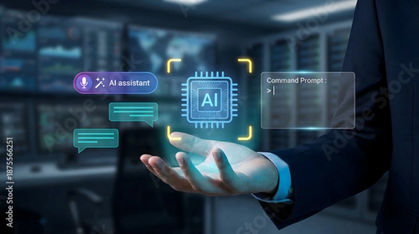 Obraz Artificial Intelligence AI Assistant Processor Chip in Data Center