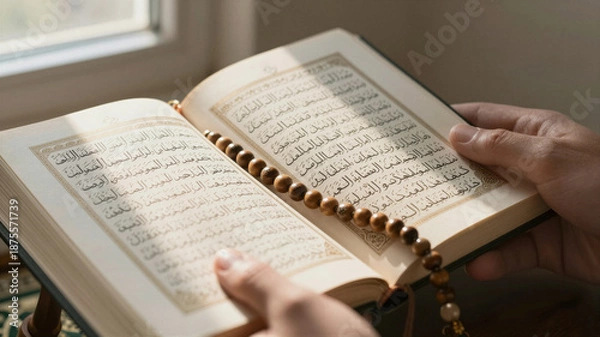 Obraz Hands Reading Quran Soft Light