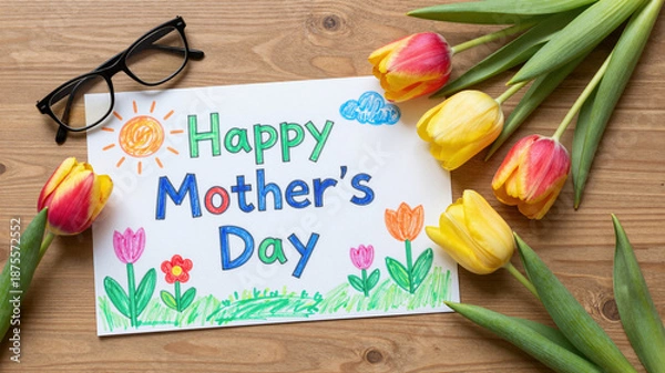 Obraz Handmade Card And Spring Flowers