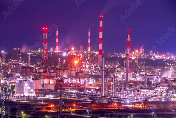Obraz 岡山県　倉敷市　水島工場夜景