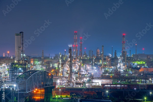 Obraz 岡山県　倉敷市　水島工場夜景